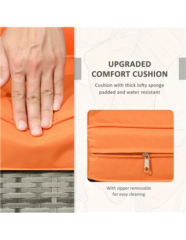 Outsunny 3 Pieces Rattan Bistro Set, Wicker Garden Furniture Set with Storage Coffee Table and Chairs, Thickened Cushions for Ou