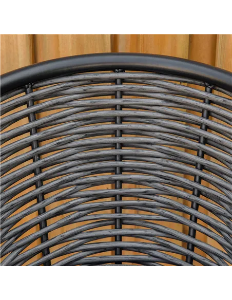 Outsunny 3 Pieces Rattan Bistro Set, Wicker Garden Furniture Set with Round Glass Top Coffee Table and Chairs, Washable Cushions