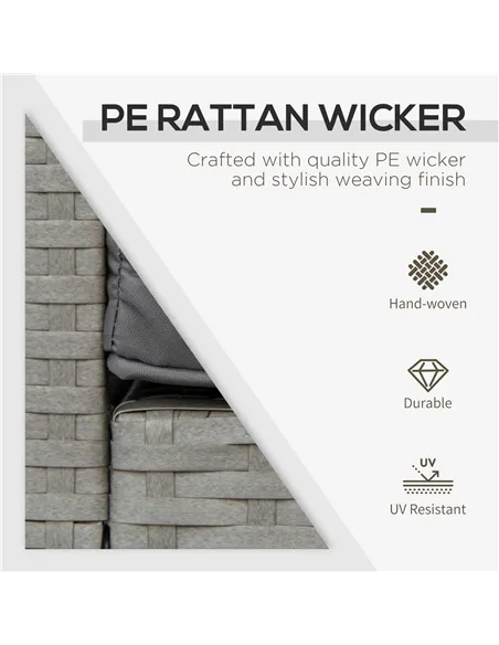 Outsunny 3 Pieces Rattan Bistro Set with Glass Top Coffee Table, Chairs and Cushions for Outdoor, Patio, Balcony, Grey