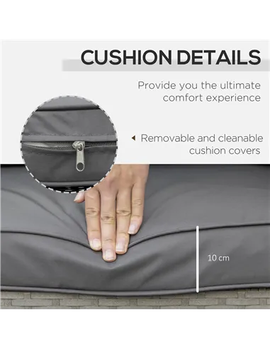 Outsunny 3 Pieces Rattan Bistro Set with Glass Top Coffee Table, Chairs and Cushions for Outdoor, Patio, Balcony, Grey