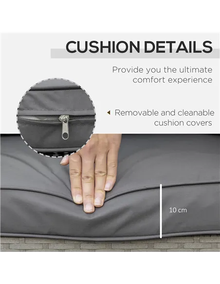 Outsunny 3 Pieces Rattan Bistro Set with Glass Top Coffee Table, Chairs and Cushions for Outdoor, Patio, Balcony, Grey