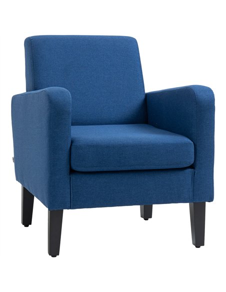 HOMCOM Linen-Look Boxy Armchair - Blue