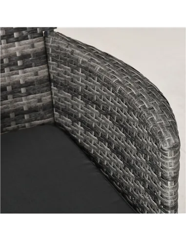 Outsunny 3 Pieces Rattan Bistro Set, Wicker Garden Furniture Set with 2-Tier Coffee Table and Chairs, Washable Cushions, for Out