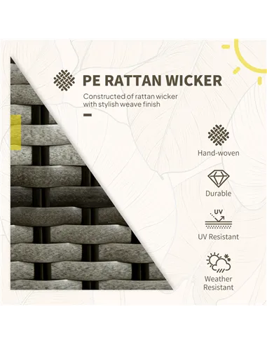 Outsunny 3 Pieces Rattan Bistro Set, Wicker Garden Bistro Set, Glass Top Balcony Table and Chairs with Cushions for Outdoor, Pat