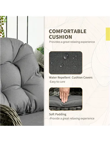 Outsunny 3 Pieces Rattan Bistro Set, Wicker Garden Bistro Set, Glass Top Balcony Table and Chairs with Cushions for Outdoor, Pat