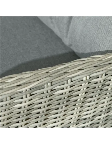 Outsunny 5 Pieces Rattan Bistro Set with Adjustable Back, Reclining Wicker Balcony Furniture with Cushions, Glass Top Coffee Tab