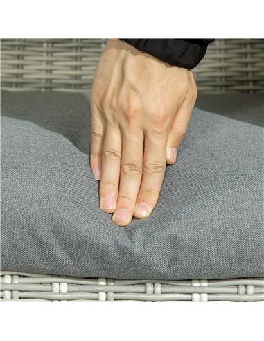 Outsunny 5 Pieces Rattan Bistro Set with Adjustable Back, Reclining Wicker Balcony Furniture with Cushions, Glass Top Coffee Tab