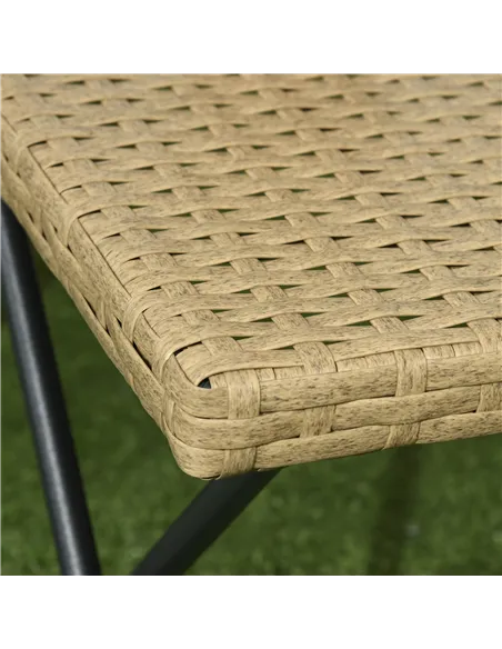 Outsunny Garden Small Folding Square Rattan Coffee Table Bistro Balcony Outdoor Wicker Weave Side Table 40Hx40Lx40Wcm, Natural