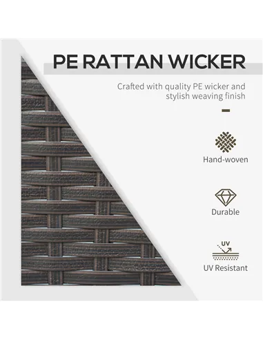 Outsunny 3 Pieces Rattan Bistro Set with Glass Top Coffee Table, Chairs and Cushions for Outdoor, Patio, Balcony, Orange