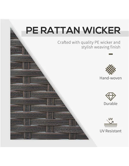 Outsunny 3 Pieces Rattan Bistro Set with Glass Top Coffee Table, Chairs and Cushions for Outdoor, Patio, Balcony, Orange