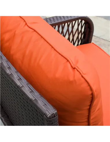 Outsunny 3 Pieces Rattan Bistro Set with Glass Top Coffee Table, Chairs and Cushions for Outdoor, Patio, Balcony, Orange