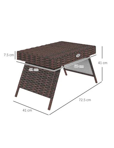 Outsunny Foldable Outdoor Side Table, Rattan Garden Coffee Table with Steel Frame, Space Saving Bistro Garden Furniture for Pati