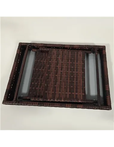 Outsunny Foldable Outdoor Side Table, Rattan Garden Coffee Table with Steel Frame, Space Saving Bistro Garden Furniture for Pati