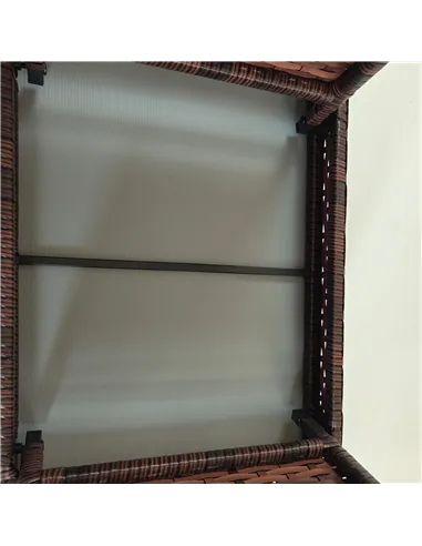 Outsunny Foldable Outdoor Side Table, Rattan Garden Coffee Table with Steel Frame, Space Saving Bistro Garden Furniture for Pati