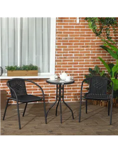 Outsunny 3 Pieces Rattan Bistro Set - Black 2