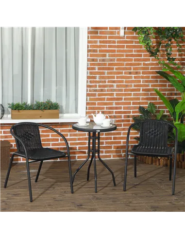 Outsunny 3 Pieces Rattan Bistro Set - Black