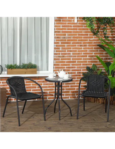 Outsunny 3 Pieces Rattan Bistro Set - Black