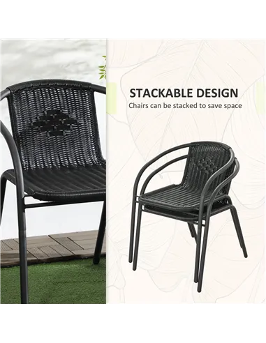 Outsunny 3 Pieces Rattan Bistro Set - Black