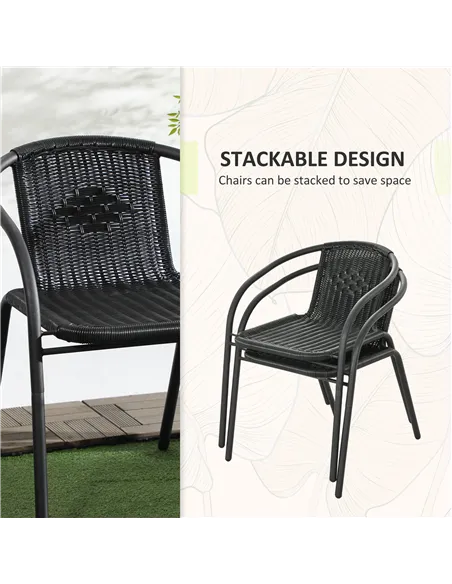 Outsunny 3 Pieces Rattan Bistro Set - Black