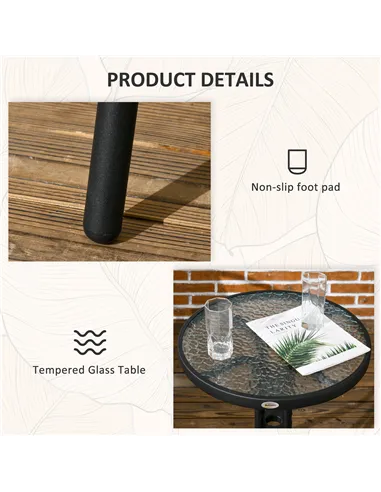 Outsunny 3 Pieces Rattan Bistro Set - Black