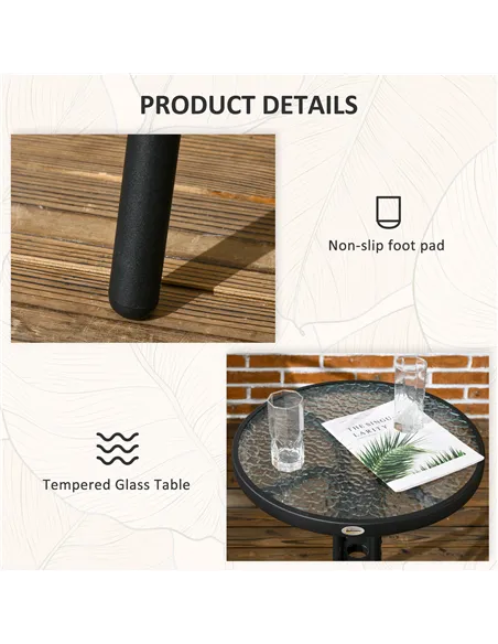 Outsunny 3 Pieces Rattan Bistro Set - Black