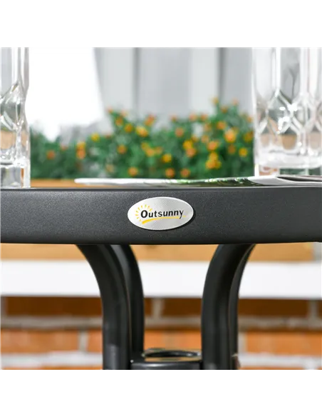 Outsunny 3 Pieces Rattan Bistro Set - Black