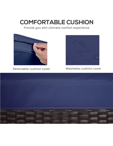 Outsunny 3 Pieces Rattan Bistro Set with Furniture Cover, Wicker Garden Furniture Set, Glass Top Coffee Table and Chairs with Cu