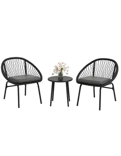 Outsunny Three-Piece Rattan Bistro Set - Black
