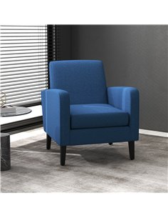 HOMCOM Linen-Look Boxy Armchair - Blue 2