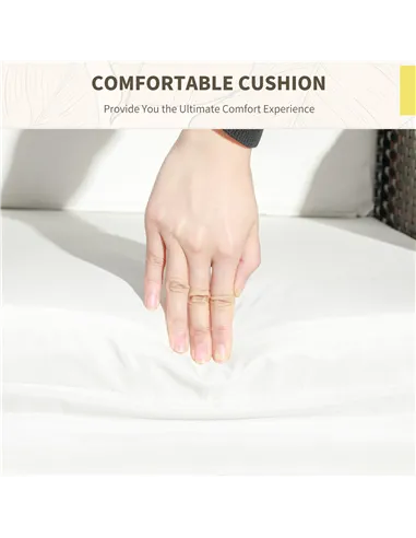 Outsunny 3 Pieces Rattan Bistro Set Balcony Furniture with Cushions, Storage Function - Mixed-Brown