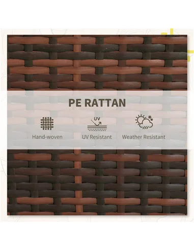 Outsunny 3 Pieces Rattan Bistro Set Balcony Furniture with Cushions, Storage Function - Mixed-Brown