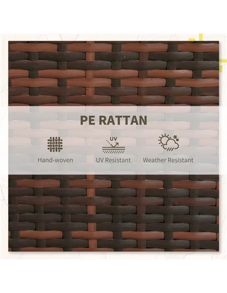 Outsunny 3 Pieces Rattan Bistro Set Balcony Furniture with Cushions, Storage Function - Mixed-Brown