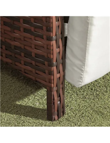 Outsunny 3 Pieces Rattan Bistro Set Balcony Furniture with Cushions, Storage Function - Mixed-Brown