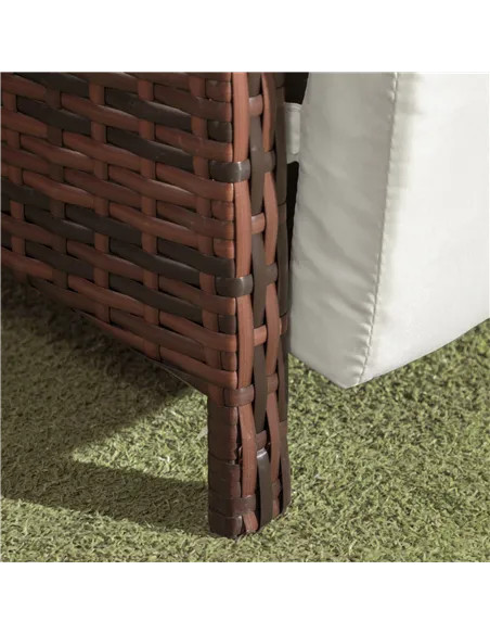 Outsunny 3 Pieces Rattan Bistro Set Balcony Furniture with Cushions, Storage Function - Mixed-Brown