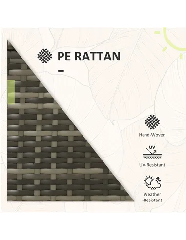 Outsunny 3 Pieces Rattan Bistro Set Balcony Furniture with Cushions, Storage Function - Mix-Grey