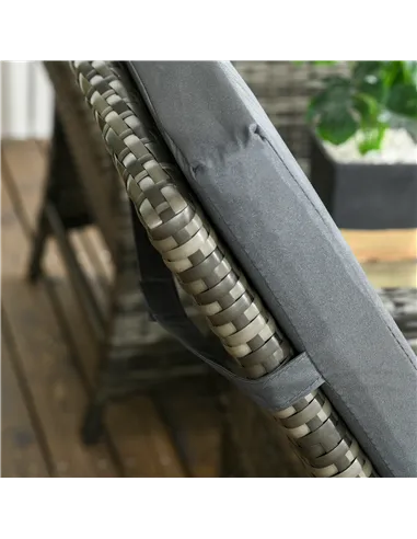 Outsunny 3 Pieces Rattan Bistro Set Balcony Furniture with Cushions, Storage Function - Mix-Grey