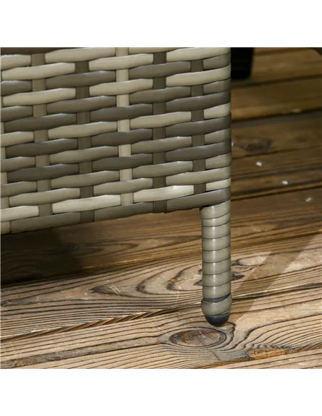 Outsunny 3 Pieces Rattan Bistro Set Balcony Furniture with Cushions, Storage Function - Mix-Grey