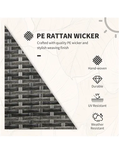 Outsunny 3 Pieces Rattan Bistro Set, Wicker Garden Furniture Set with Glass Top Coffee Table and Chairs, Washable Cushions for O