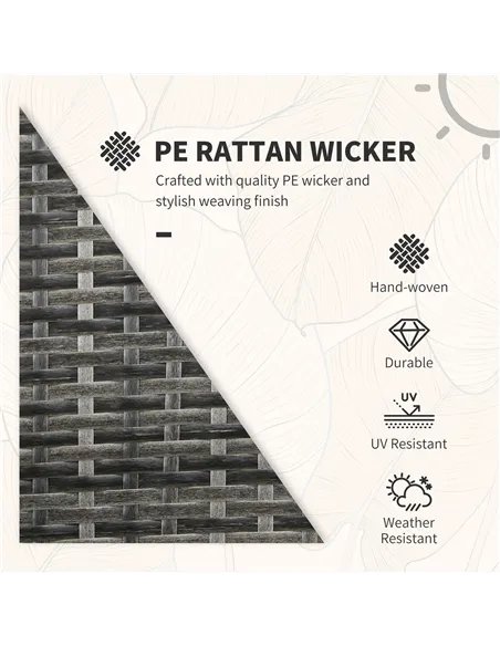 Outsunny 3 Pieces Rattan Bistro Set, Wicker Garden Furniture Set with Glass Top Coffee Table and Chairs, Washable Cushions for O