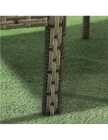 Outsunny 3 Pieces Rattan Bistro Set, Wicker Garden Furniture Set with Glass Top Coffee Table and Chairs, Washable Cushions for O