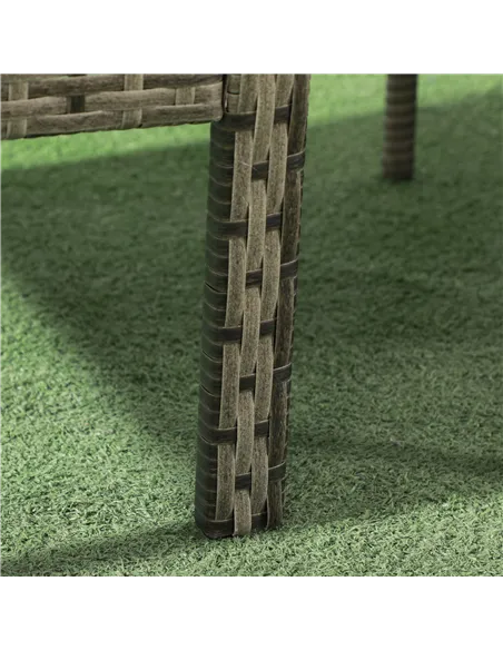 Outsunny 3 Pieces Rattan Bistro Set, Wicker Garden Furniture Set with Glass Top Coffee Table and Chairs, Washable Cushions for O