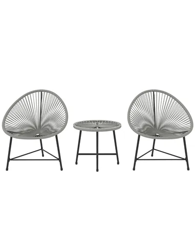 Outsunny 3 Pieces Rattan Bistro Set, Garden Bistro Set with Acapulco Chairs and Glass Top Table, Small Garden Furniture Set with