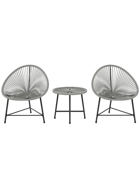 Outsunny 3 Pieces Rattan Bistro Set, Garden Bistro Set with Acapulco Chairs and Glass Top Table, Small Garden Furniture Set with