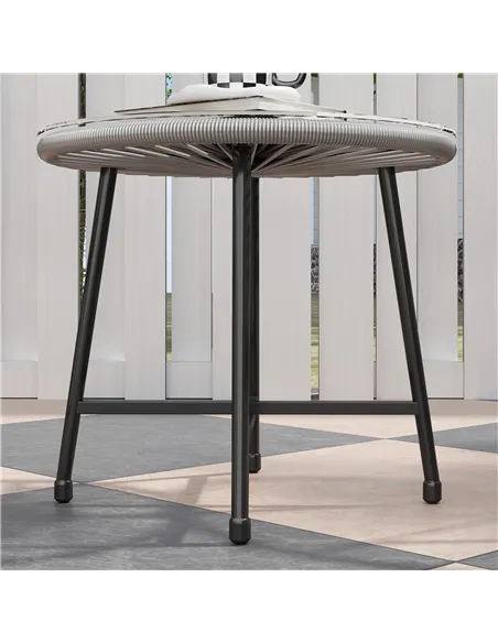 Outsunny 3 Pieces Rattan Bistro Set, Garden Bistro Set with Acapulco Chairs and Glass Top Table, Small Garden Furniture Set with