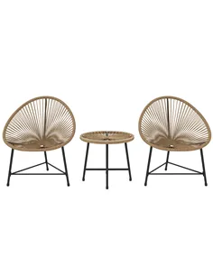 Outsunny 3 Pieces Rattan Bistro Set, Garden Bistro Set with Acapulco Chairs and Glass Top Table, Small Garden Furniture Set with