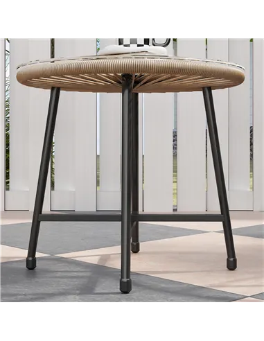 Outsunny 3 Pieces Rattan Bistro Set, Garden Bistro Set with Acapulco Chairs and Glass Top Table, Small Garden Furniture Set with