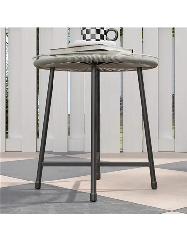 Outsunny 3 Pieces Rattan Bistro Set, Wicker Small Garden Table and Chairs Set with Cushions and Glass Top Coffee Table, Bistro G