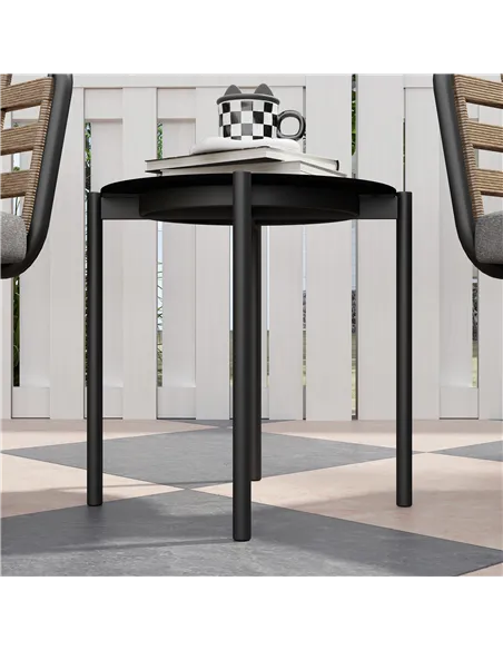 Outsunny 3 Pieces Rattan Bistro Set with Washable Seat and Back Cushions, Glass Top Coffee Table, for Outdoor, Patio, Black