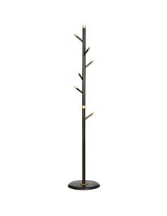 HOMCOM Vintage Coat Rack Stand Freestanding Hall Tree with 6 Hooks Bamboo Frame for Entryway Hallway Bedroom Walnut