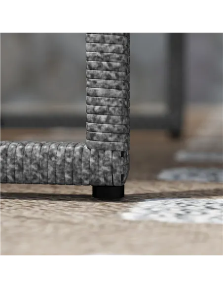 Outsunny 3 Pieces Rattan Bistro Set with 4 Cushions, Wicker Garden Furniture Set, Glass Top Coffee Table and Chairs for Outdoor 